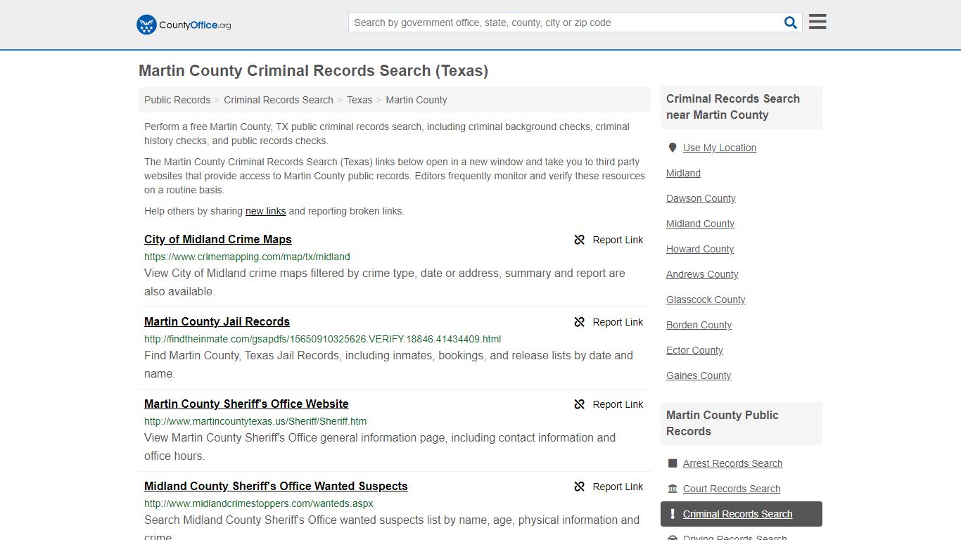 Criminal Records Search - Martin County, TX (Arrests ...