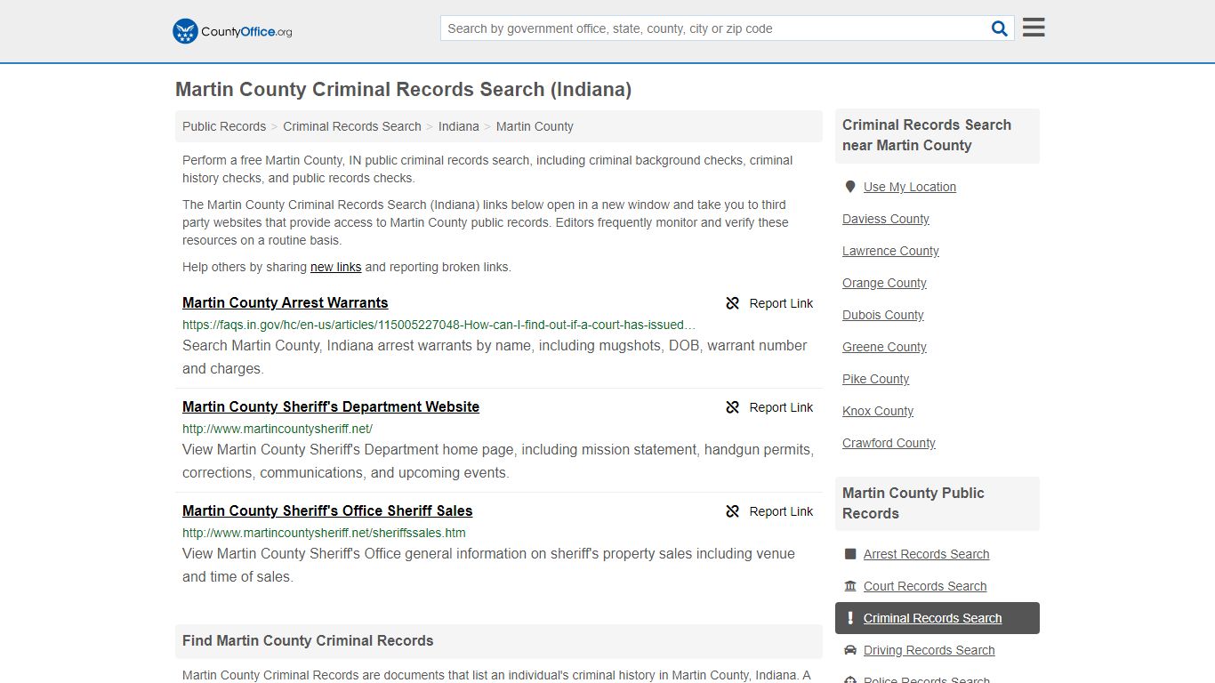 Criminal Records Search - Martin County, IN (Arrests ...